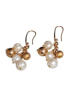 Bronze Italy Women's Hook Dangle Freshwater Pearl Earrings NWOT